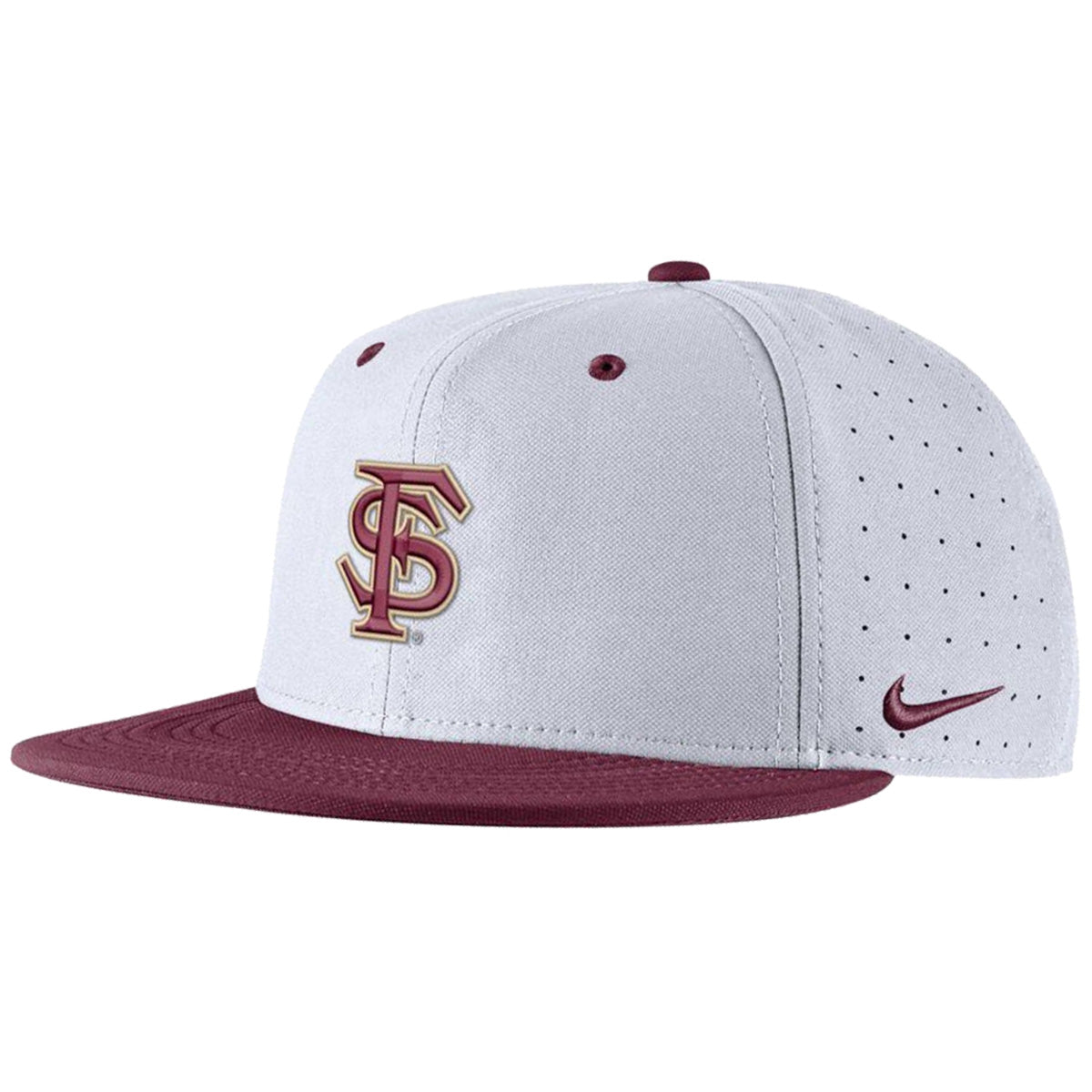 Nike Interlocking FS Aero True Baseball Fitted Cap - White/Garnet ...