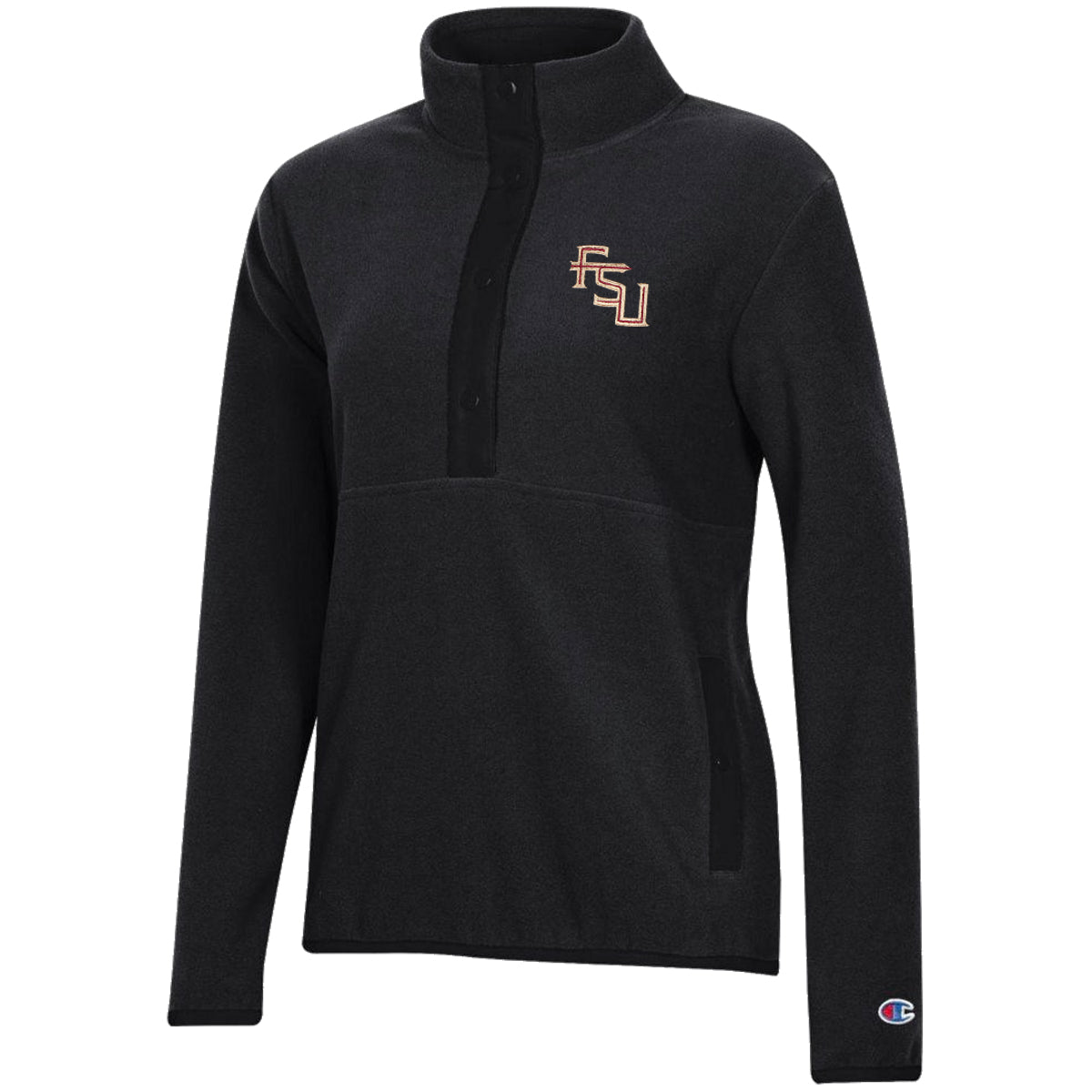 Champion Women's Stacked FSU Logo Explorer Fleece 1/2 Snap Jacket